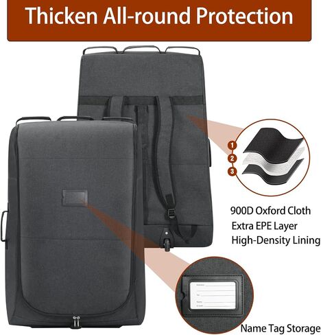 Padded Stroller Travel Bag With Wheels Compatible with UPPAbaby Cruz, Cruz V2, Vista, Vista V2, Gate Check Stroller Bag, Foldable Travel Stroller Cover-Easy Carrying with Backpack Straps in Saudi Arabia
