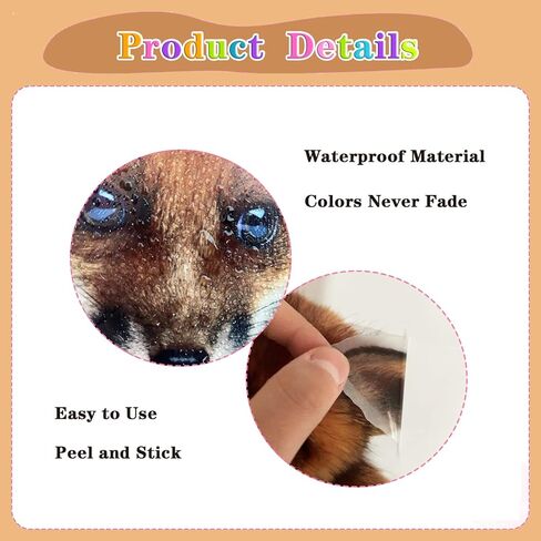 Large Lifelike 3D Fox Wall Decal Stickers Art - 34" × 25" - Peel and Stick Animal Fox Wall Decor Stickers Muals for Kids Room Livingroom Playroom Nursery Office Decoration in Kuwait