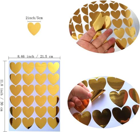 FAZHBARY 120 PCS 2" Gold Heart Wall Decals Heart Stickers for Wall Vinyl Stickers for Girls Boys Baby Bedroom Nursery Decoration in Saudi Arabia