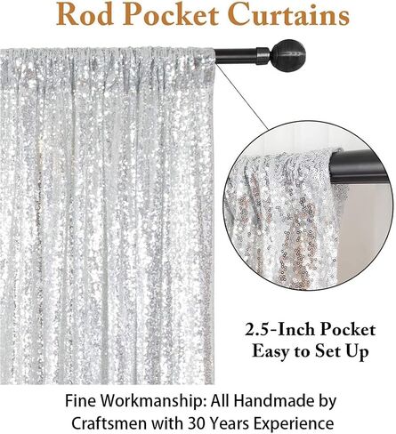 ShiDianYi Sequin Backdrop 10x10FT Silver Sequin Wedding Backdrop Photo Booth Sequin Backdrop Curtains for Parties Fabric Backdrop Glitter Background for Pictures Shimmer Curtains Event Decor in Kuwait