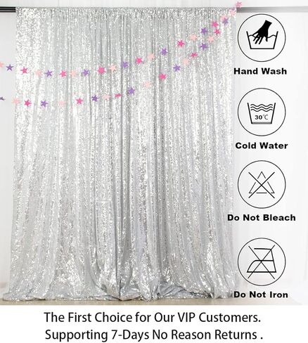 ShiDianYi Sequin Backdrop 10x10FT Silver Sequin Wedding Backdrop Photo Booth Sequin Backdrop Curtains for Parties Fabric Backdrop Glitter Background for Pictures Shimmer Curtains Event Decor in Kuwait