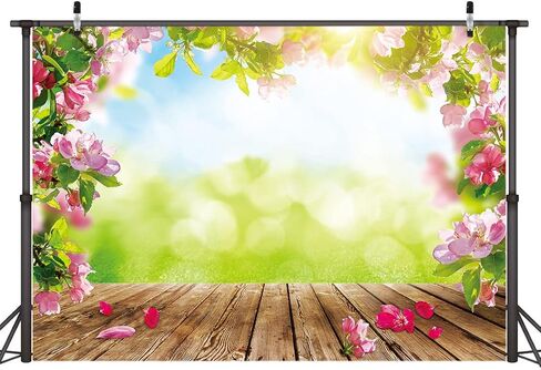 Alltten 8x6ft خلفية الربيع الربيع الزهور الوردية التصوير خلفية الطبيعة خلفية عيد الفصح الخشب الكلمة خلفية الصورة استحمام الطفل الاطفال التقاط الصور راية الصورة كشك الدعائم F43 in Kuwait