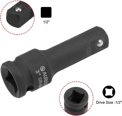 uxcell 2 Pcs 1/2-Inch Drive by 3-Inch Impact Extension Bar, High Carbon Steel in Saudi Arabia