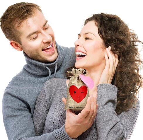 Riakrum 24 Sets valentines day Burlap Favor Bags Valentine's Day Heart Burlap Gift Bag bakery bags Treat Bags Goodie Bags Candy Bags for Valentine's Day small shop Wedding Bridal Shower Party Favor in Saudi Arabia