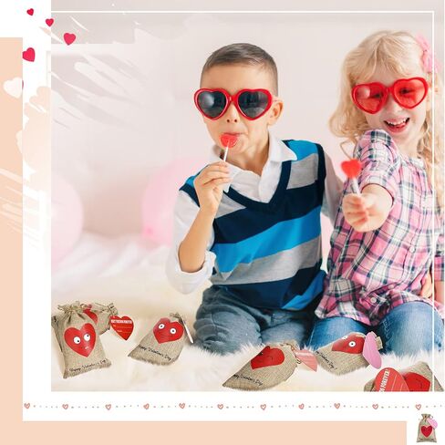 Riakrum 24 Sets valentines day Burlap Favor Bags Valentine's Day Heart Burlap Gift Bag bakery bags Treat Bags Goodie Bags Candy Bags for Valentine's Day small shop Wedding Bridal Shower Party Favor in Saudi Arabia