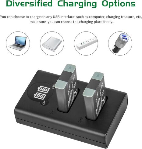 Shentec 2 حزمة بطاريات NB-13L 1800 مللي أمبير في الساعة وشاحن USB ثلاثي الفتحات LED متوافق مع كاميرا Canon NB-13L وCanon PowerShot G5X G7X G9X، G7 X Mark II، G9 X Mark II، SX720 HS، SX730 HS، SX620 HS in Saudi Arabia