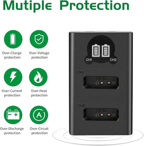 Shentec 2 حزمة بطاريات NB-13L 1800 مللي أمبير في الساعة وشاحن USB ثلاثي الفتحات LED متوافق مع كاميرا Canon NB-13L وCanon PowerShot G5X G7X G9X، G7 X Mark II، G9 X Mark II، SX720 HS، SX730 HS، SX620 HS in Saudi Arabia