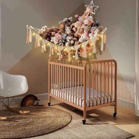 Stuffed Animal Net, Pink Toy Hammock Hanging Star Stuffed Animal Storage Organizer Holder Room Decor with Tassels for Play Room Bedroom Birthday Gifts in Kuwait