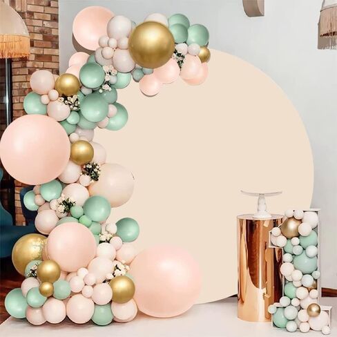 غطاء خلفية مستدير باللون البيج بطول 6.5 قدم، خلفية بيج خلفية صلبة بلون بيج نقي على شكل دائرة لتغطية خلفية لحفلات استقبال المولود الجديد وحفلات أعياد الميلاد وديكور كشك الصور in Kuwait