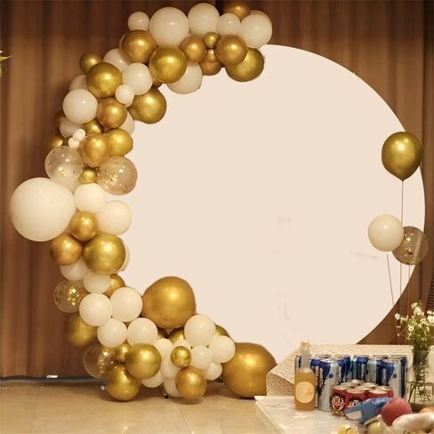 غطاء خلفية مستدير باللون البيج بطول 6.5 قدم، خلفية بيج خلفية صلبة بلون بيج نقي على شكل دائرة لتغطية خلفية لحفلات استقبال المولود الجديد وحفلات أعياد الميلاد وديكور كشك الصور in Kuwait