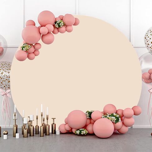 غطاء خلفية مستدير باللون البيج بطول 6.5 قدم، خلفية بيج خلفية صلبة بلون بيج نقي على شكل دائرة لتغطية خلفية لحفلات استقبال المولود الجديد وحفلات أعياد الميلاد وديكور كشك الصور in Kuwait