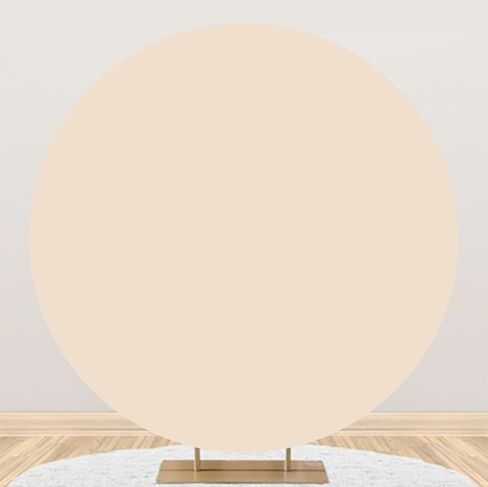 غطاء خلفية مستدير باللون البيج بطول 6.5 قدم، خلفية بيج خلفية صلبة بلون بيج نقي على شكل دائرة لتغطية خلفية لحفلات استقبال المولود الجديد وحفلات أعياد الميلاد وديكور كشك الصور in Kuwait