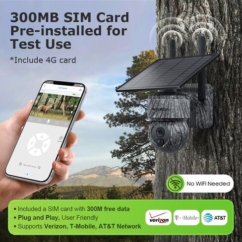 INQMEGA [24/7 تسجيلات 4G LTE كاميرا أمان شمسية خلوية لاسلكية في الهواء الطلق مع لوحة شمسية 22 وات وبطارية مدمجة 32000 مللي أمبير في الساعة، رؤية ليلية ملونة 3 ميجابكسل، كشف حركة PIR، مع بطاقة 4G in Kuwait