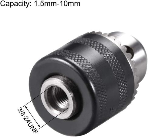uxcell Drill Chucks, 1.5-10mm Capacity 3/8-24 UNF Threaded with Chuck Key for Electric Impact Corded Cordless Drill in Saudi Arabia
