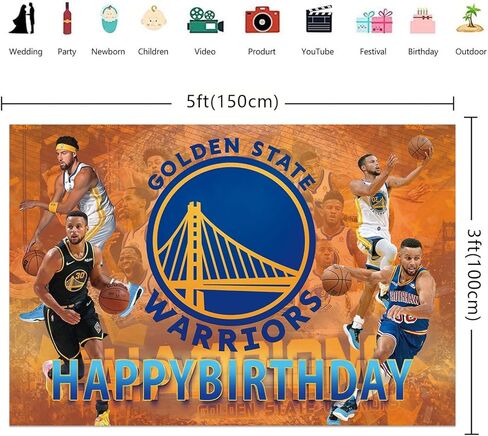 غولدن ستايت ووريورز خلفية عيد ميلاد الزينة ستيفن كاري لوازم الحفلات كرة السلة عيد ميلاد صورة خلفية للبنين أطفال بنات في المنزل داخلي في الهواء الطلق حفلة عيد ميلاد تفضل 5x3FT in Kuwait