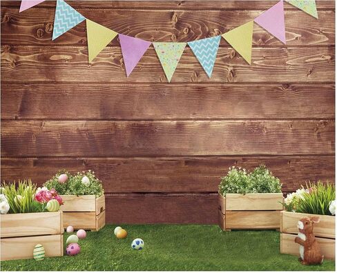 Allenjoy 10x8ft خلفيات نسيج الربيع عيد الفصح للفتيات التصوير الفوتوغرافي خالية من التجاعيد سعيد الأرنب أرنب العشب الأخضر البني جدار خشبي استحمام الطفل الأطفال حديثي الولادة صورة خلفية استوديو التصوير in Saudi Arabia