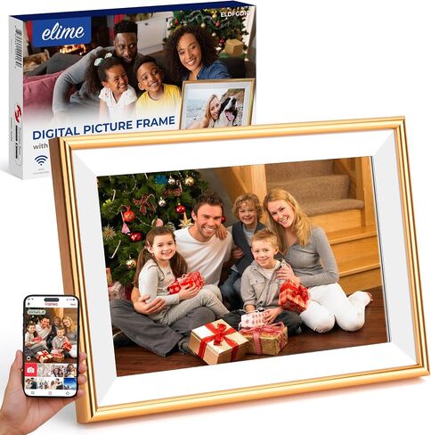 FRAMEO Digital Picture Frame - ELIME 10.1 Inch WiFi Digital Photo Frame with 16GB Storage, 1280x800 IPS Touch Screen, Auto-Rotate, Wall Mountable - Virtual Photo Frame - Aluminum Frame Housing in Saudi Arabia