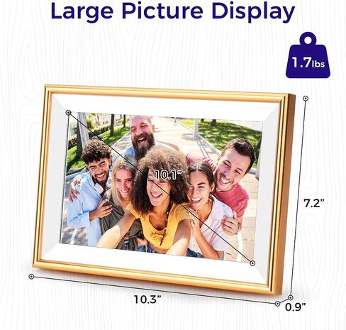 FRAMEO Digital Picture Frame - ELIME 10.1 Inch WiFi Digital Photo Frame with 16GB Storage, 1280x800 IPS Touch Screen, Auto-Rotate, Wall Mountable - Virtual Photo Frame - Aluminum Frame Housing in Saudi Arabia