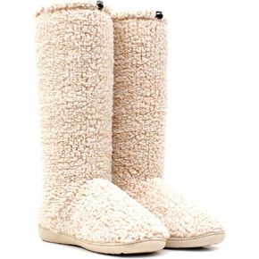 Luckers Women’s Two-Toned Tall Fluffy Slipper Boot