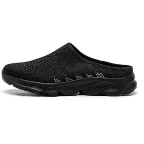 Women's Knit Round Toe Platform Clogs Mules Slip-On Casual Breathable Backless Wedge Arch Support Sneakers Non-Slip Lightweight Soft Sole Walking Driving Shoes