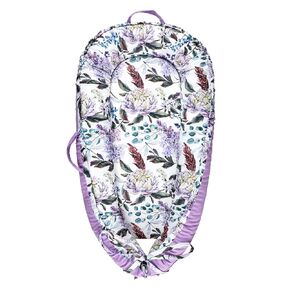 Baby Lounger Cover for Newborn Girls Boys, HNHUAMING 100% Cotton Replaceable Infant Nest Cover, Ultra Soft & Breathable Portable Lounger Slipcover, Covers Only (Floral, Purple)
