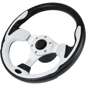 QYMOPAY 12.5inch Boat Steering Wheel, 3/4 Inch Axle Marine Steering Wheel Adapter, Anti-Slip Carbon Fiber Steering Wheel for Boats, Yachts, Pontoon Boats (Black)