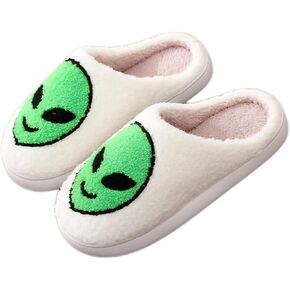 Alien Cartoon Pattern Slipper for Women Men Winter Fall Outdoor Indoor Comfy Fuzzy Footwear