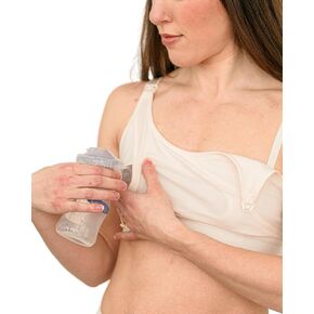 Pumping & Nursing Maternity Bra, Drop Down Cups, Pull Back Fabric, Hands Free Pumping, Cotton, Beige, S-5XL