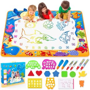 Water Doodle Mat - Kids Painting Writing Doodle Toy Mat - Color Doodle Drawing Mat Bring Magic Pens Educational Toys for Age 2 3 4 5 6 7 Year Old Girls Boys Age Toddler Gift