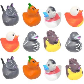 Cool Rubber Ducks (2") Standard Size. (12 Pack) Cute Duck Bath Tub Pool Toys. (Halloween Rubber Duckies)