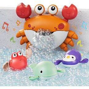 TUMAMA Baby Bath Toy,Bath Bubble Maker Machine with Music,3 Bathtub Wind-Up Toys,Crab Shower Water Toy for Toddlers Kids Boys Grils