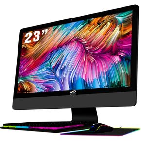 كمبيوتر مكتبي الكل في واحد، شاشة FHD مقاس 24 بوصة، Intel Core i5 2.9G حتى 3.6G، 16G، 1T SSD، WiFi، BT 5.0، لوحة مفاتيح RGB وماوس ولوحة ماوس، كاميرا ويب، W10H64