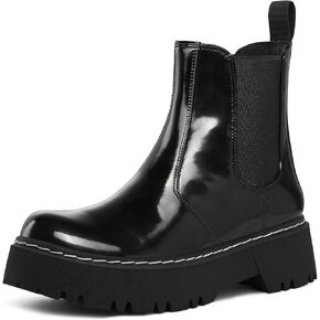 Women's Chelsea Ankle Boots Slip on Lug Sole Thick Platform Booties