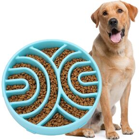 WHIPPY Slow Feeder Dog Bowls Anti-Choking Maze Dog Food Bowl Anti-Slip Interactive Dog Puzzle Feeder Dog Bowl Pet Bowl for Large Medium Dogs,Grey