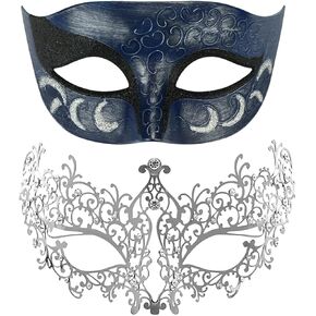 Masquerade Mask Couple Set Metal Masks Venetian Party Mask Halloween Costume Mask Mardi Gras Mask
