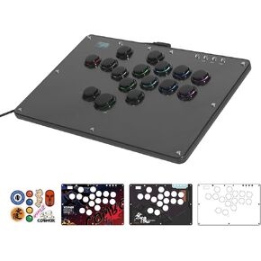 Haute42 Leverless Controller U16 for Arcade Gaming: DIY Graffiti Panel - Retro Rims Series U16 - 16 Keys Crystal Low-Profile Switch - Custom RGB Controller for PC/Switch/PlayStation