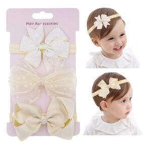 3pcs Baby Bows Headband Cute bow Hairband for Newborn Infant Toddler Soft Elastic Hair Bow Accessories for Baby Birthday Party (Red, Standard size)