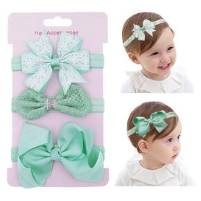 3pcs Baby Bows Headband Cute bow Hairband for Newborn Infant Toddler Soft Elastic Hair Bow Accessories for Baby Birthday Party (Red, Standard size)
