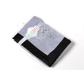 Bacati Classic Damask Embroidered Black/Gray Plush Blanket 30 x 40 inches