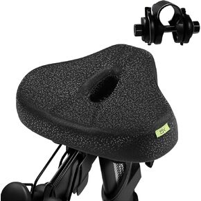 Upgrade Oversize Bike Seat for Men Women, Extra Wide Noseless Bicycle Seat Cushion, Waterproof Comfort Memory Foam Bike Saddle Fit for Peloton Bikes, Exercise Bike, EBikes, City Bike