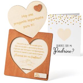 CJiangpo Will You Be My Godfather Proposal Gift, Padrino Proposal Gift in Spanish Godfather Proposal Card Gifts Ideas from Godchild, Wooden God Father Announcement Baptism