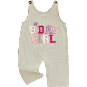 SAYOO First Birthday Outfit Girl Boy Birthday Girl Birthday Boy Embroidery Romper Overall Baby One Year Old Jumpsuit Outfit