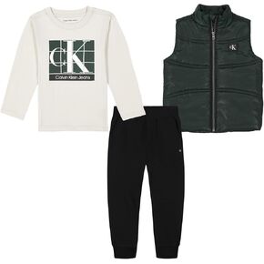 Calvin Klein baby-boys 3pc Puff Vest Pant Set