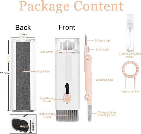 أداة تنظيف لوحة المفاتيح Acuvar 7 في 1 لأجهزة Airpod iPhone MacBook وشاشة الكمبيوتر المحمول وفرشاة لوحة مفاتيح الكمبيوتر وApple Airpods والهواتف المحمولة وسماعات الأذن وأجهزة الكمبيوتر الشخصية وأجهزة iPad ومنظفات الشاشة الإلكترونية in Kuwait