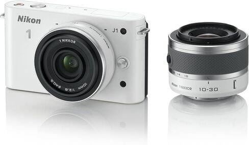 Nikon 1 J1 10.1 MP HD Digital Camera System Kit 10-30mm VR 1 NIKKOR Lenses (White) (Renewed) in Saudi Arabia