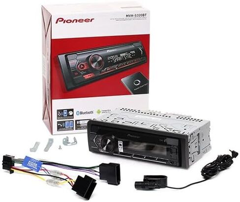 جهاز استقبال Pioneer MVH-S320BT 1-DIN مع بلوتوث، وإضاءة حمراء، وUSB، وSpotify، وتطبيق Pioneer Smart Sync ومتوافق مع أجهزة Android. in Kuwait