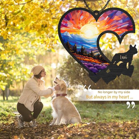 6'' Pitbull Dog Memorial Suncatcher & Pet Lover Sign Gift Personalized Dog Name Dog Memorial Ornament Window Car Hanging Pet of Loss Dog Sympathy Gifts for Dog Lovers SCD-B5-6-55 in Saudi Arabia