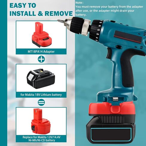 لمحول بطارية ماكيتا، قم بتحويل بطارية ليثيوم ماكيتا 18 فولت إلى محول بطارية NiCad NiMH 12 فولت 14.4 فولت (1) in Kuwait