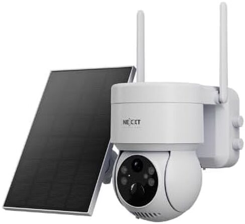 كاميرا شمسية ذكية تعمل بتقنية Wi-Fi من Nexxt Solutions - كاميرا PTZ خارجية، كشف الحركة، رؤية ليلية، نظام أتمتة منزلي آمن لاسلكي، متوافق مع Alexa &Google Home | كامارا دي سيجوريداد in Saudi Arabia