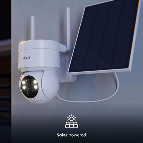 كاميرا شمسية ذكية تعمل بتقنية Wi-Fi من Nexxt Solutions - كاميرا PTZ خارجية، كشف الحركة، رؤية ليلية، نظام أتمتة منزلي آمن لاسلكي، متوافق مع Alexa &Google Home | كامارا دي سيجوريداد in Saudi Arabia